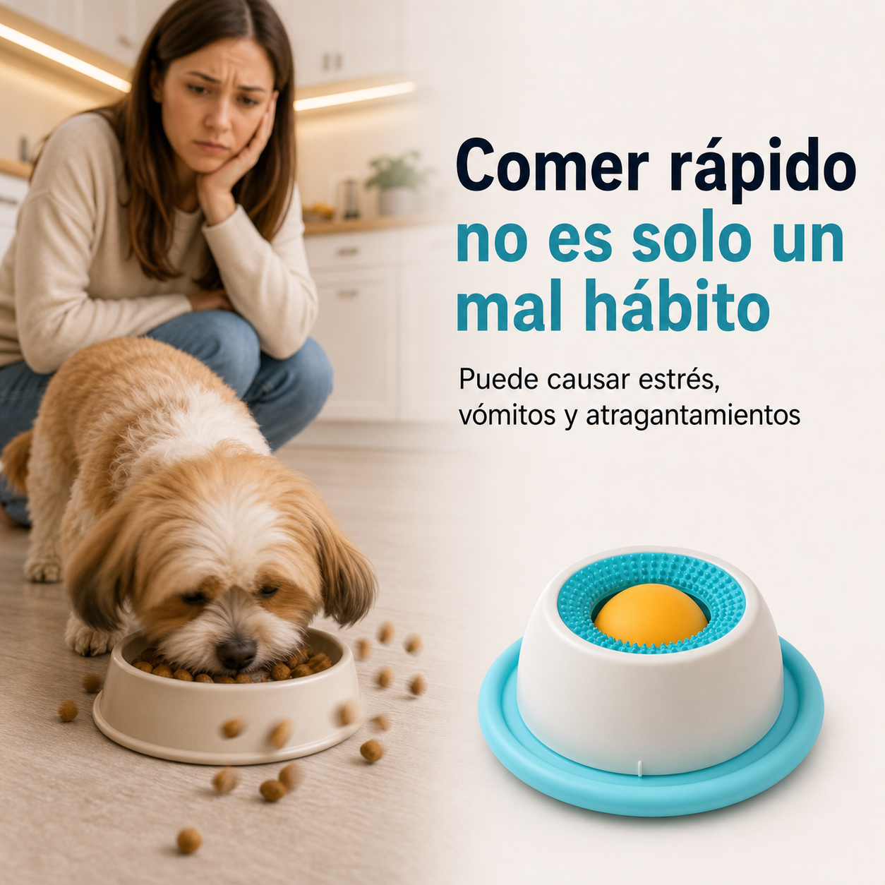Comer rapido en mascotas problema